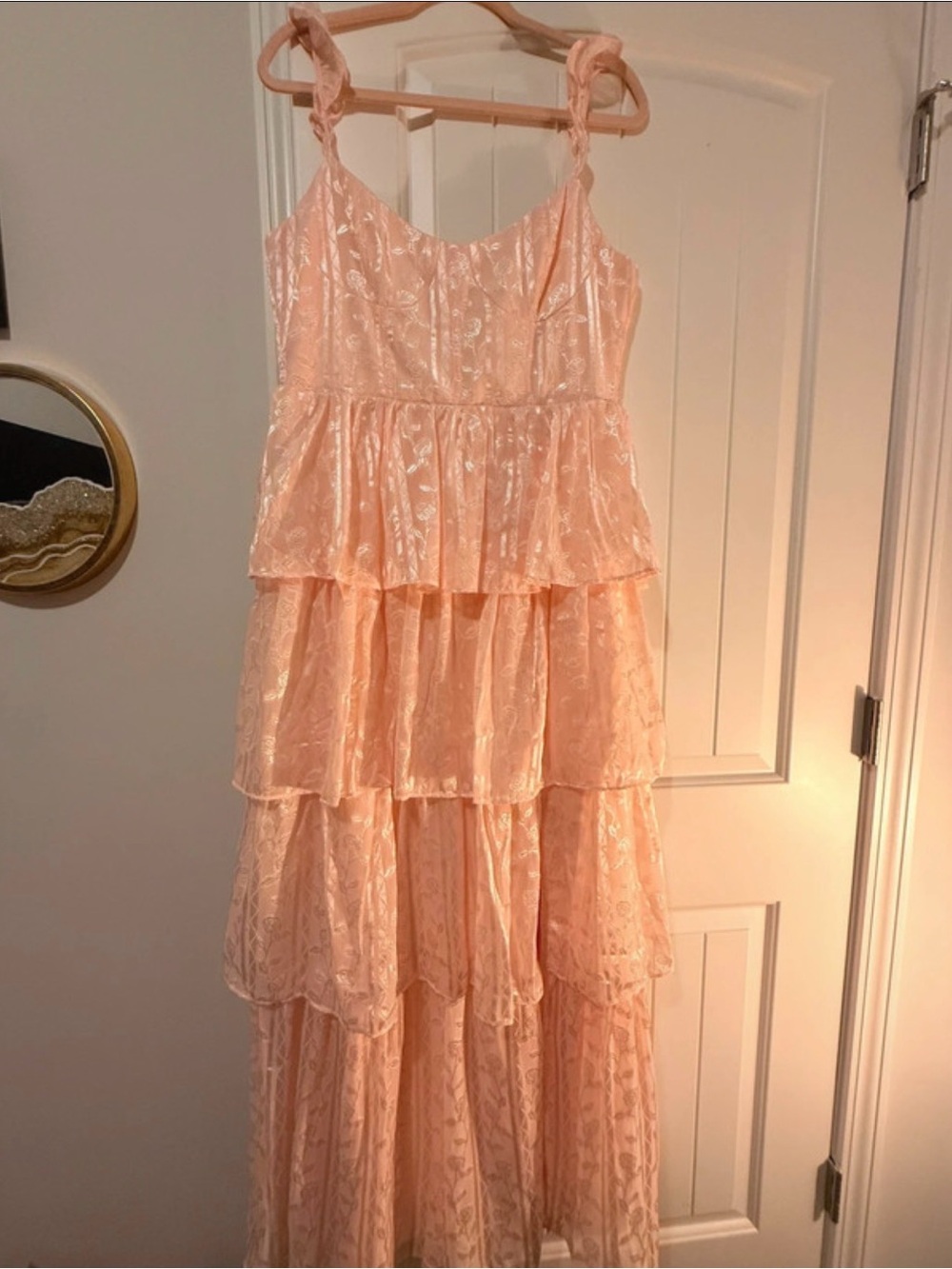 Lulu's Blush Pink Tiered Ruffle Maxi Dress